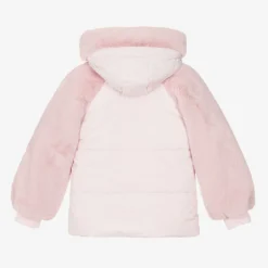 Lapin House Girls Pink Faux Fur Hooded Jacket Hot