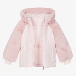 Lapin House Girls Pink Faux Fur Hooded Jacket Hot