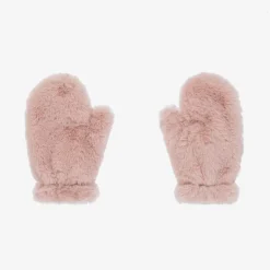 Il Gufo Girls Pink Faux Fur Mittens Discount