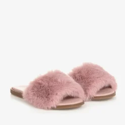 Age of Innocence Girls Pink Faux Fur Sliders Outlet