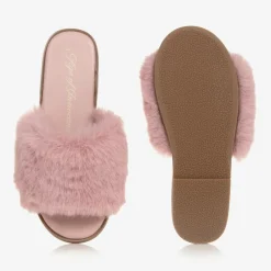 Age of Innocence Girls Pink Faux Fur Sliders Outlet