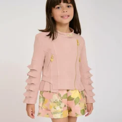 Angels Face Girls Pink Faux Suede Biker Jacket Blush Best