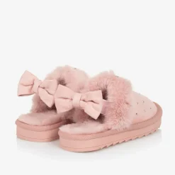 Monnalisa Girls Pink Faux Suede Sparkle Slippers Sale