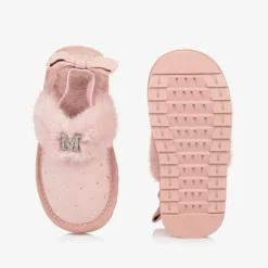 Monnalisa Girls Pink Faux Suede Sparkle Slippers Sale