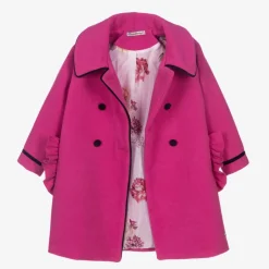 Piccola Speranza Girls Pink Felted Wool Coat Discount