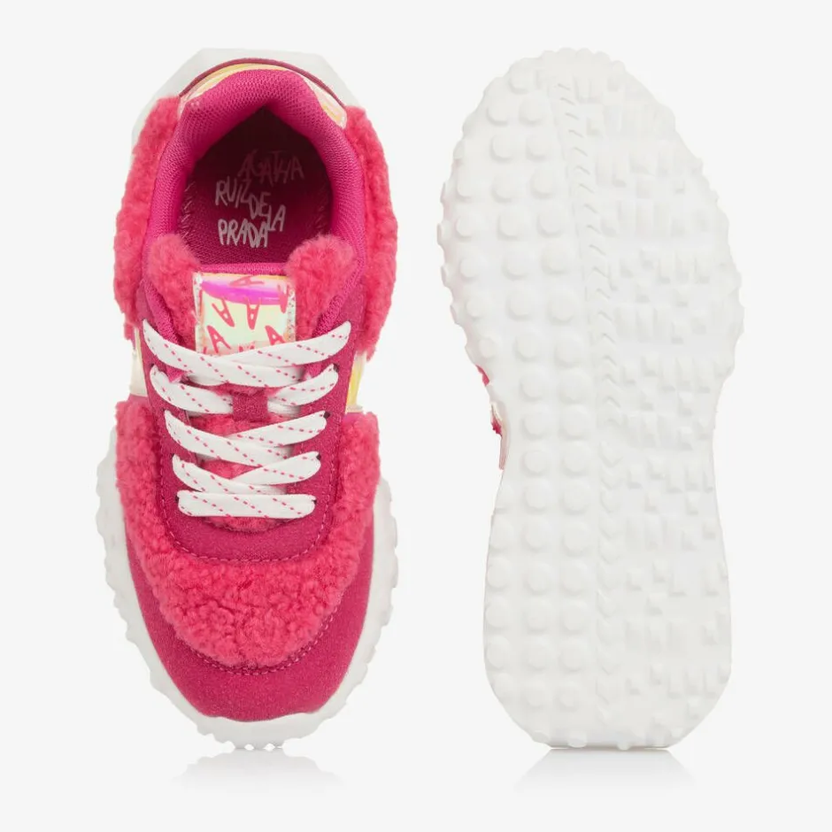 Agatha Ruiz de la Prada Girls Pink Fleece Trainers Outlet