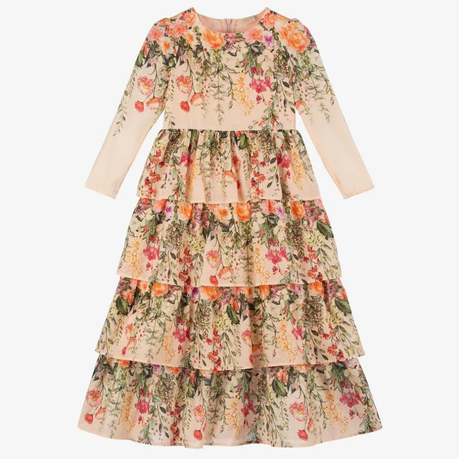 Marlo Kids Girls Pink Floral Cotton Dress Discount