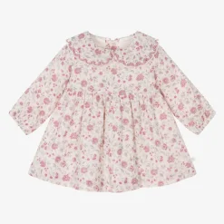 Laranjinha Girls Pink Floral Cotton Dress Online