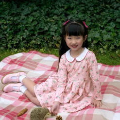 Rachel Riley Girls Pink Floral Cotton Jersey Dress Hot