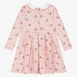 Rachel Riley Girls Pink Floral Cotton Jersey Dress Hot