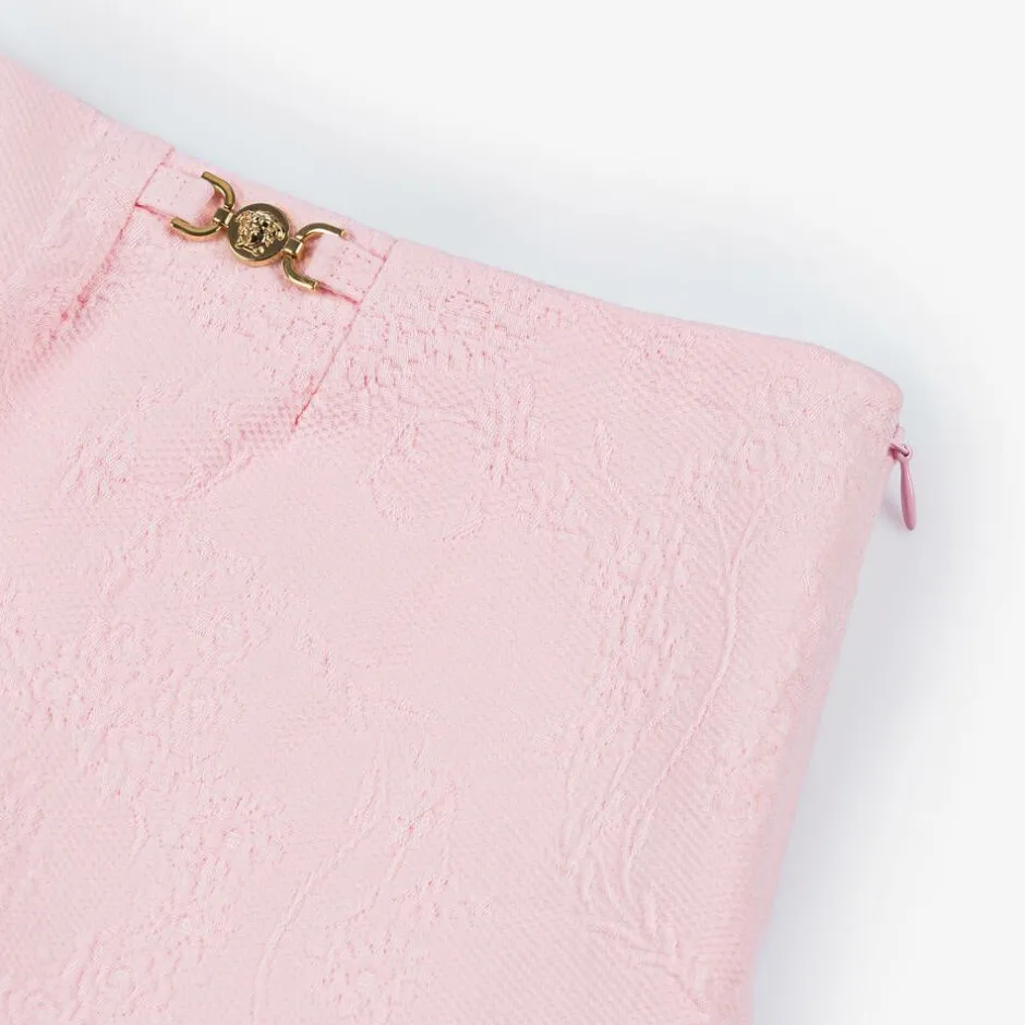 Versace Girls Pink Floral Jacquard Skort Outlet