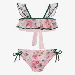Nessi Byrd Girls Pink Floral Lace Frill Bikini (UV50) Online