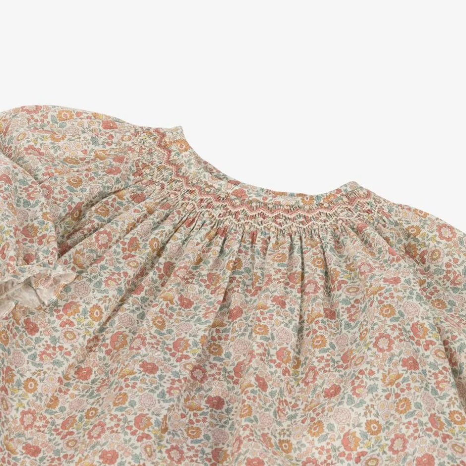 Bonpoint Girls Pink Floral Print Cotton Blouse Clearance