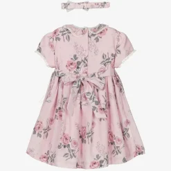 Pretty Originals Girls Pink Floral Smocked Dress Set Discount