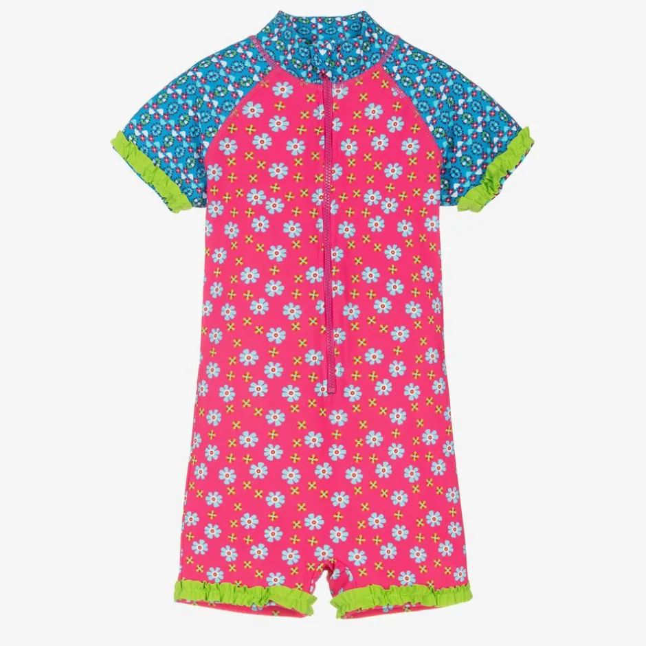 Playshoes Girls Pink Floral Sun Suit (UPF50+) Discount