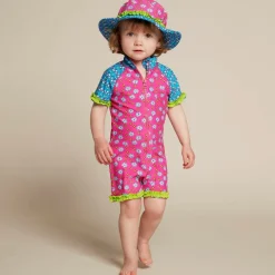 Playshoes Girls Pink Floral Sun Suit (UPF50+) Discount