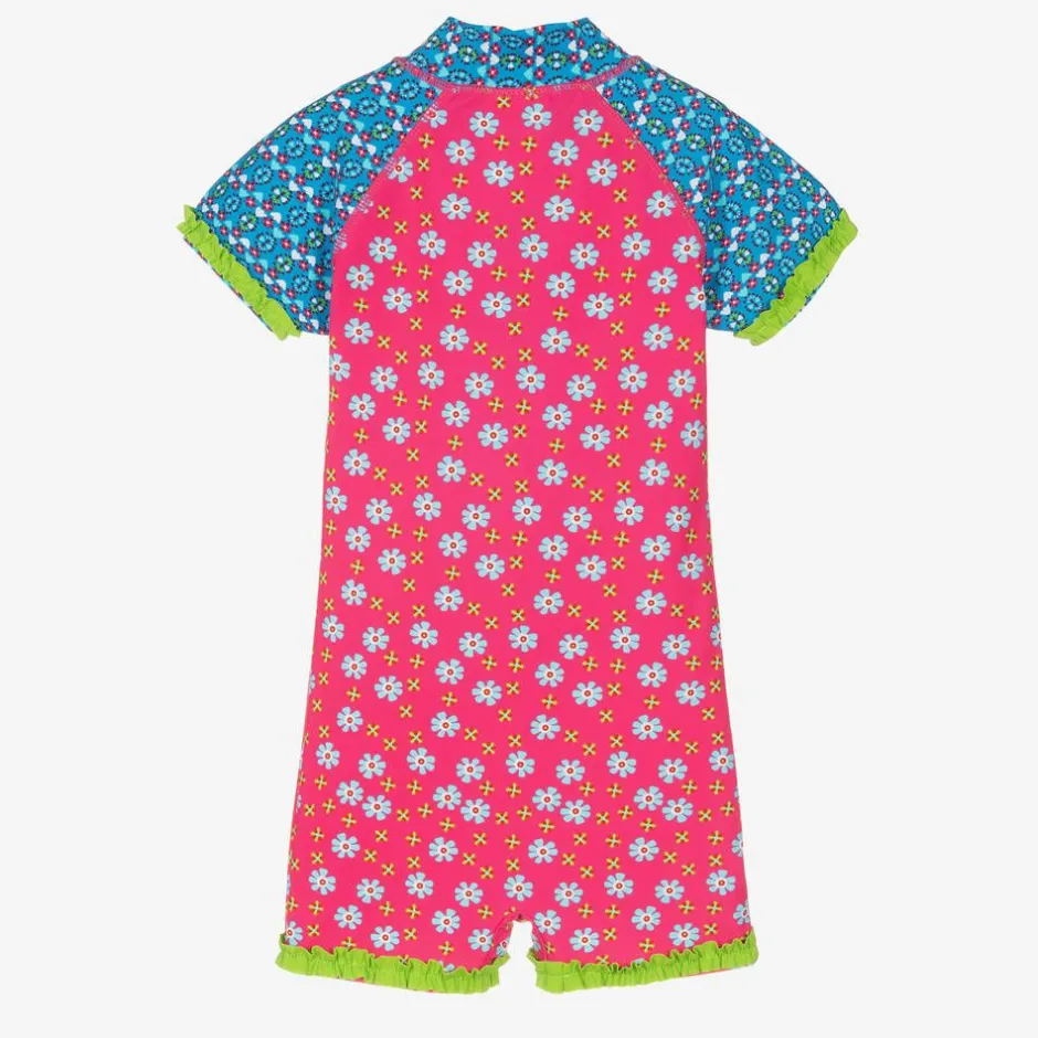 Playshoes Girls Pink Floral Sun Suit (UPF50+) Discount