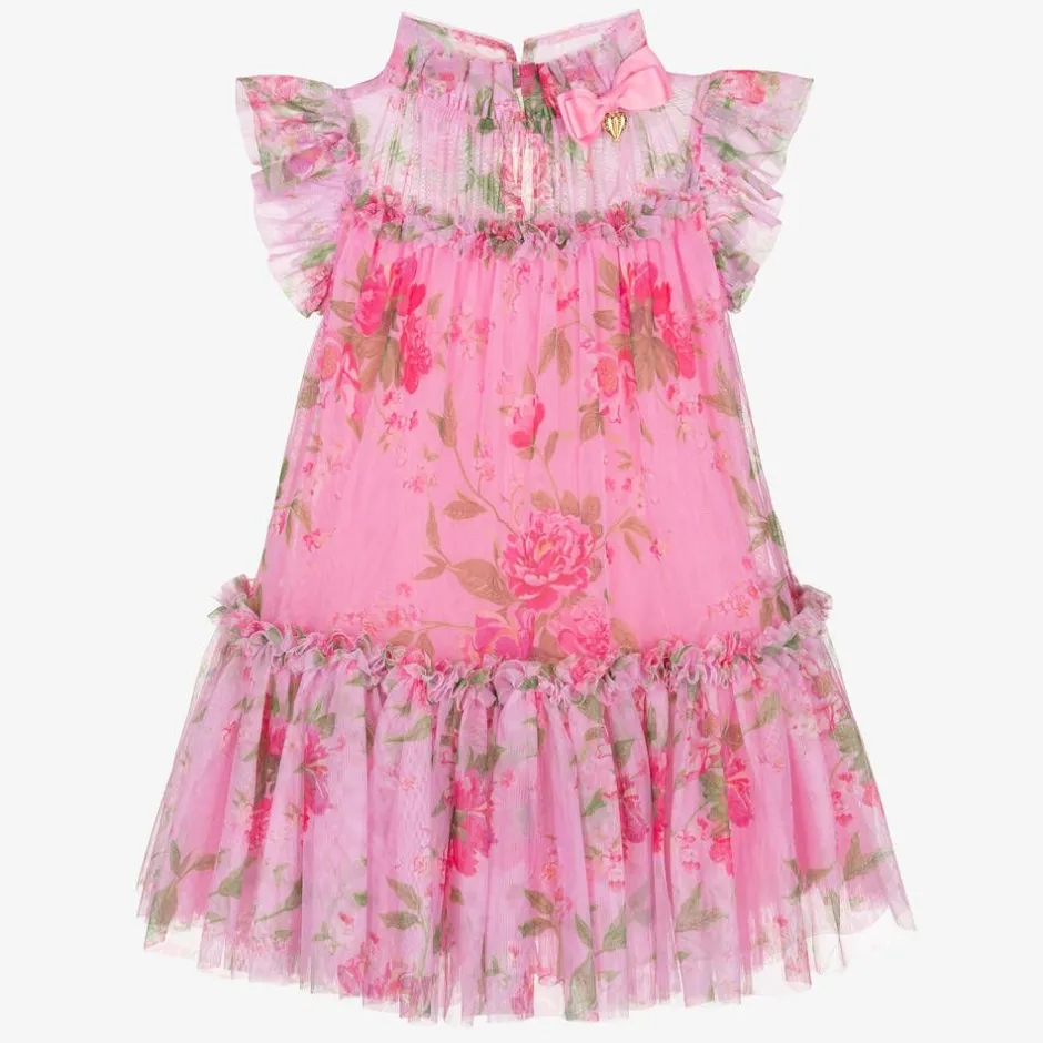 Angels Face Girls Pink Floral Tulle Dress Begonia Best