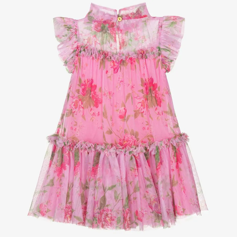 Angels Face Girls Pink Floral Tulle Dress Begonia Best
