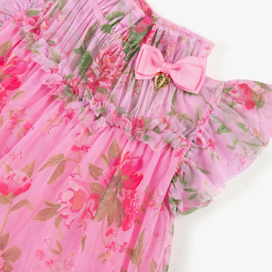 Angels Face Girls Pink Floral Tulle Dress Begonia Best
