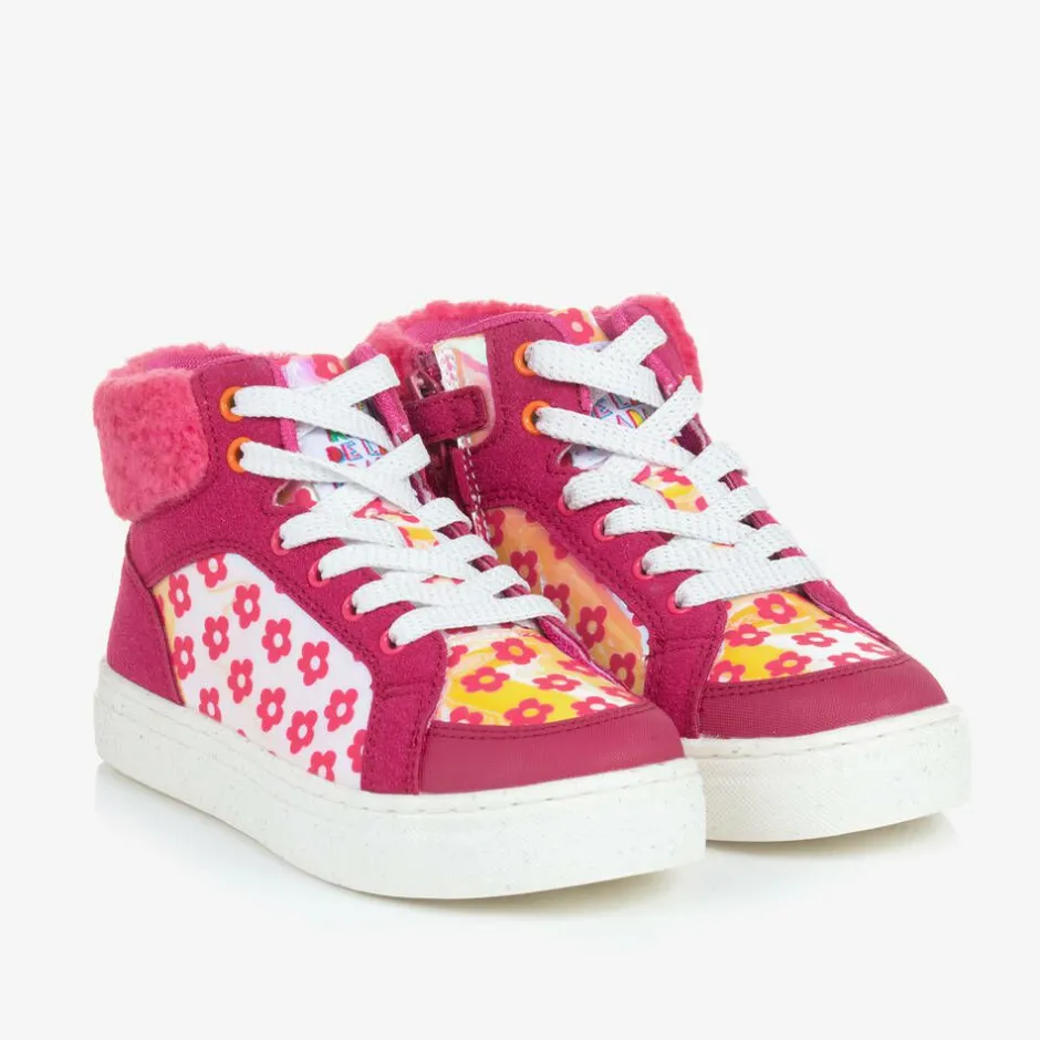 Agatha Ruiz de la Prada Girls Pink Flower Print High-Top Trainers
