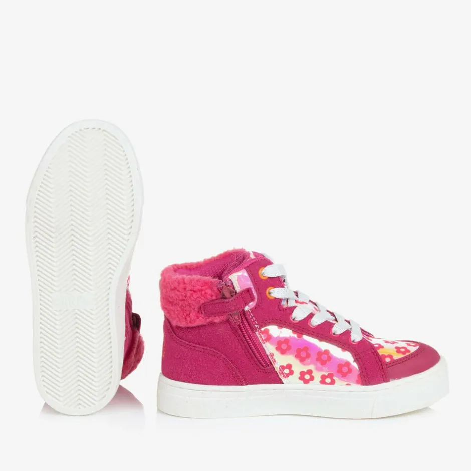 Agatha Ruiz de la Prada Girls Pink Flower Print High-Top Trainers