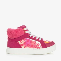 Agatha Ruiz de la Prada Girls Pink Flower Print High-Top Trainers
