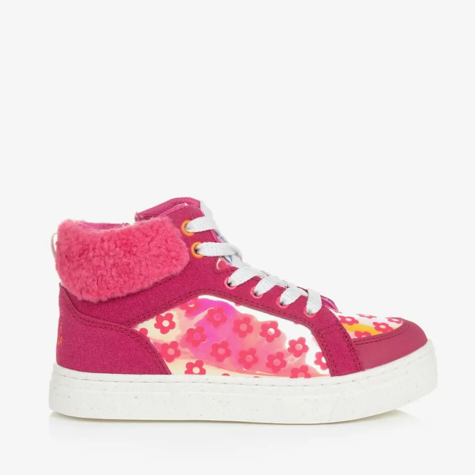 Agatha Ruiz de la Prada Girls Pink Flower Print High-Top Trainers