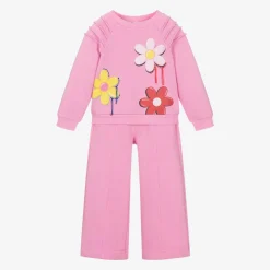 Monnalisa Girls Pink Flower Print Tracksuit Online