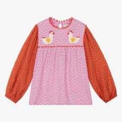 Stella McCartney Kids Girls Pink Flower Print Viscose Blouse Outlet