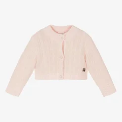 Carrément Beau Girls Pink Fluffy Knit Cardigan Clearance