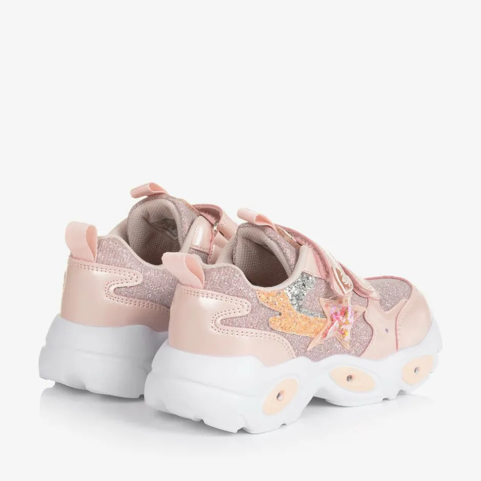 Beppi Girls Pink Glitter Light-Up Trainers