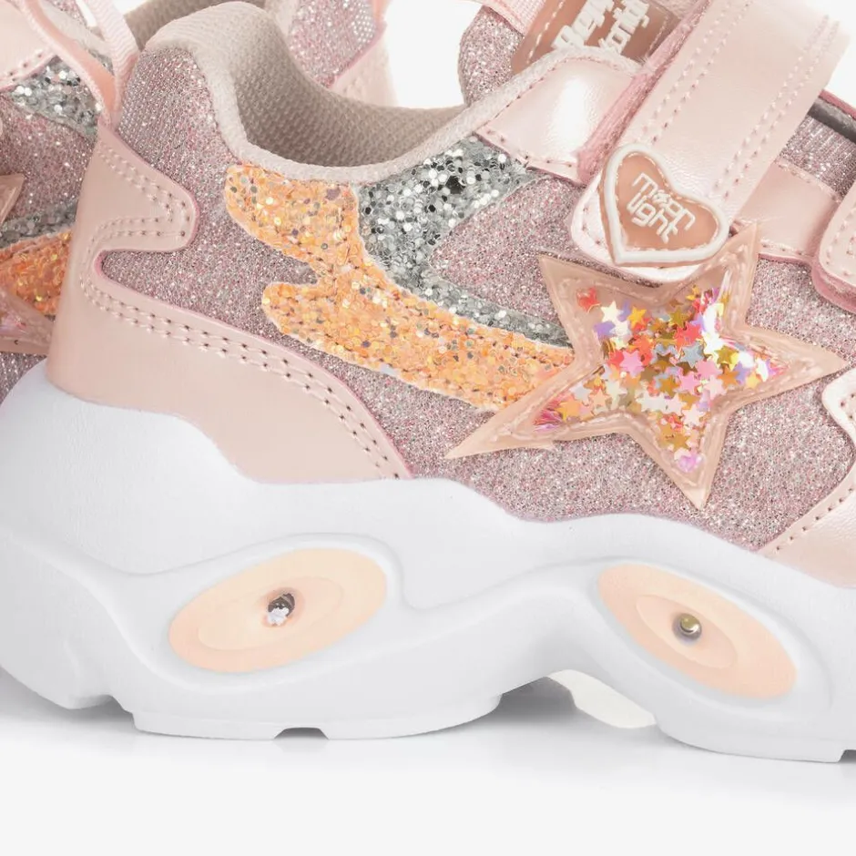 Beppi Girls Pink Glitter Light-Up Trainers
