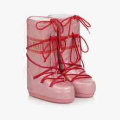 Moon Boot Girls Pink Glitter Snow Boots Hot