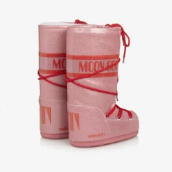 Moon Boot Girls Pink Glitter Snow Boots Hot