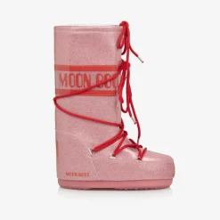 Moon Boot Girls Pink Glitter Snow Boots Hot