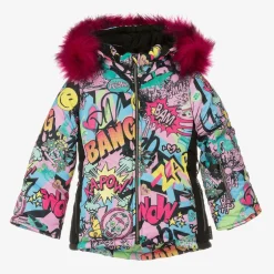 Pilguni Girls Pink Graffiti Print Ski Jacket Discount