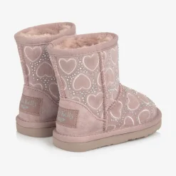 Lelli Kelly Girls Pink Heart & Diamanté Suede Boots New