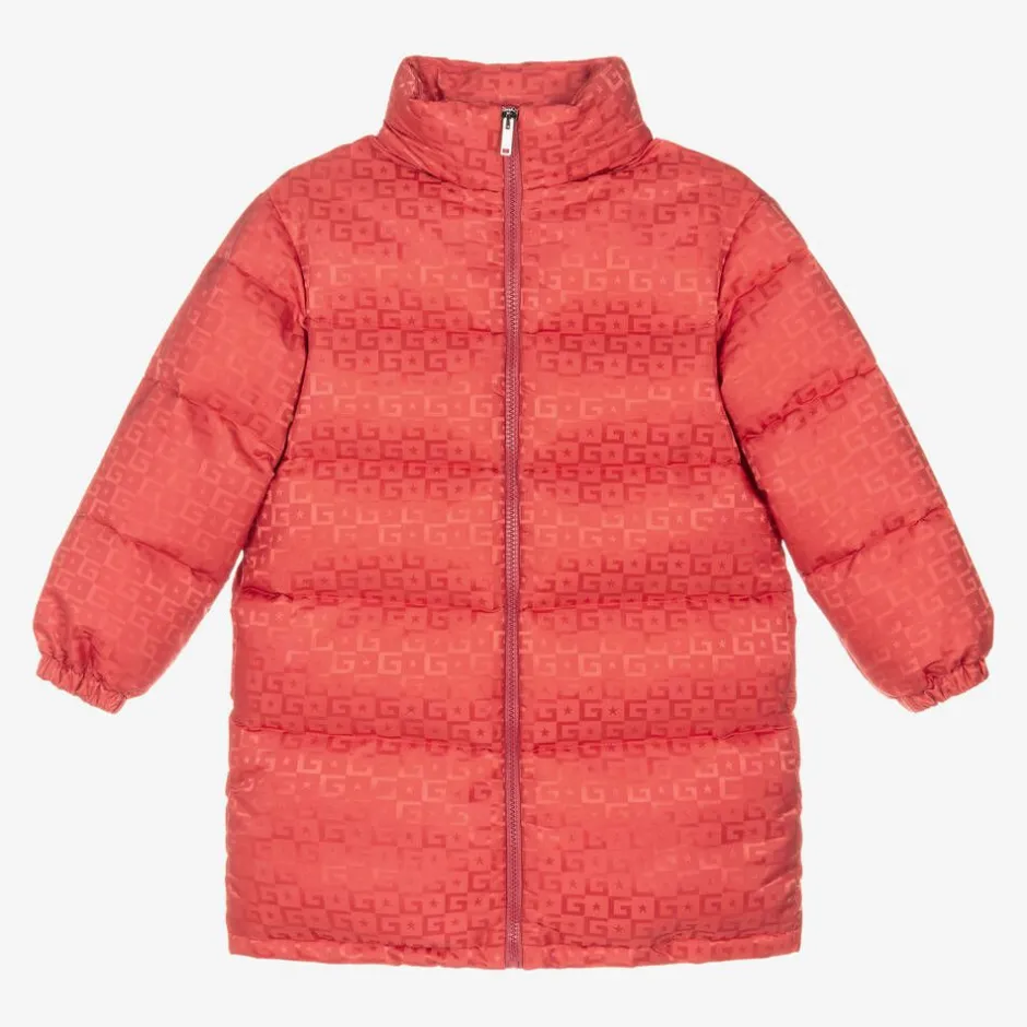 Gucci Girls Pink Hooded Puffer Coat Discount