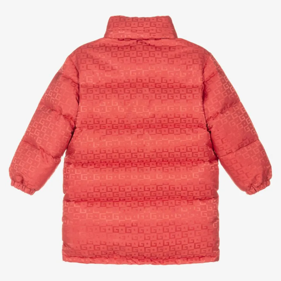 Gucci Girls Pink Hooded Puffer Coat Discount
