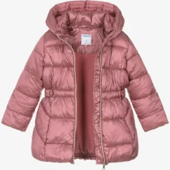 Mayoral Girls Pink Hooded Puffer Coat New