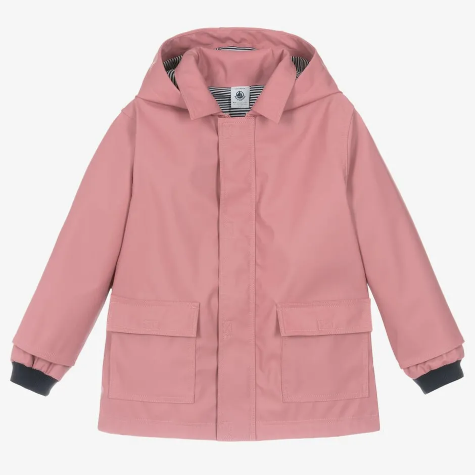 Petit Bateau Girls Pink Hooded Raincoat New