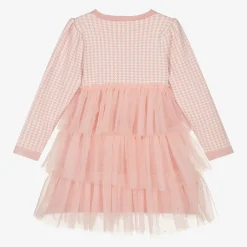 Beau KiD Girls Pink Houndstooth Knitted Dress Clearance