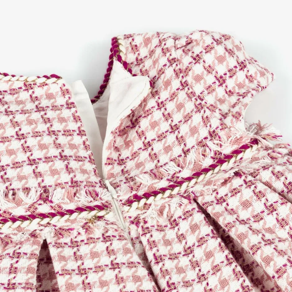 Abel amp; Lula Girls Pink Houndstooth Tweed Dress Discount