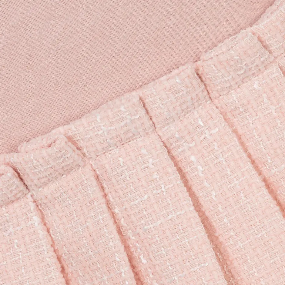 Patachou Girls Pink Jersey & Tweed Dress Hot