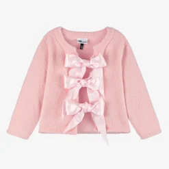 The Tiny Universe Girls Pink Knitted Bow Cardigan Discount