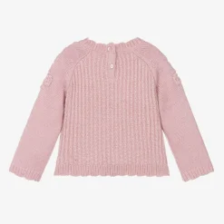 Mayoral Girls Pink Knitted Flower Sweater Hot