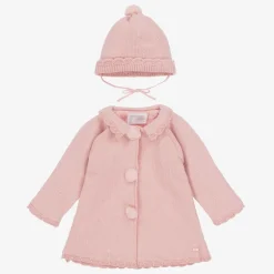 Mayoral Girls Pink Knitted Pram Coat & Hat Set