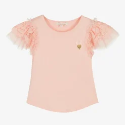 Angels Face Girls Pink Lace Sleeve Top