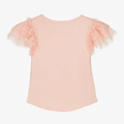 Angels Face Girls Pink Lace Sleeve Top